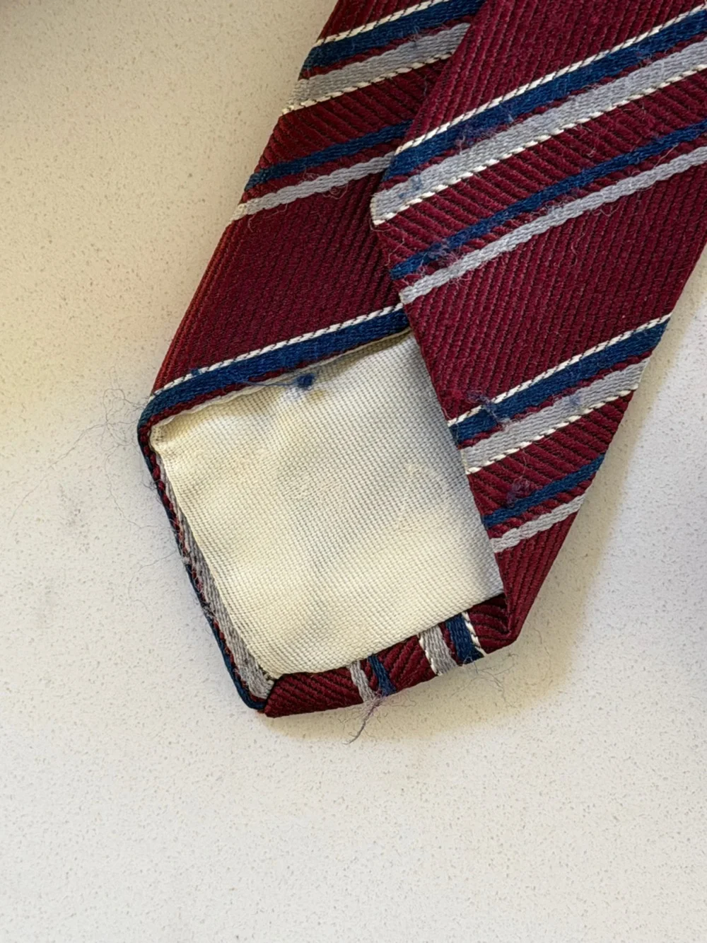 Men's Dior Burgundy Striped Tie with Subtle Embroidery